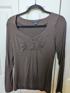 Banana Republic Brown Long Sleeve Scoop Neck Top